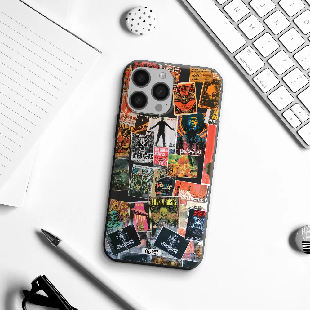 a collection of posters on a wall Apple iPhone 13 Pro Silicone black Case