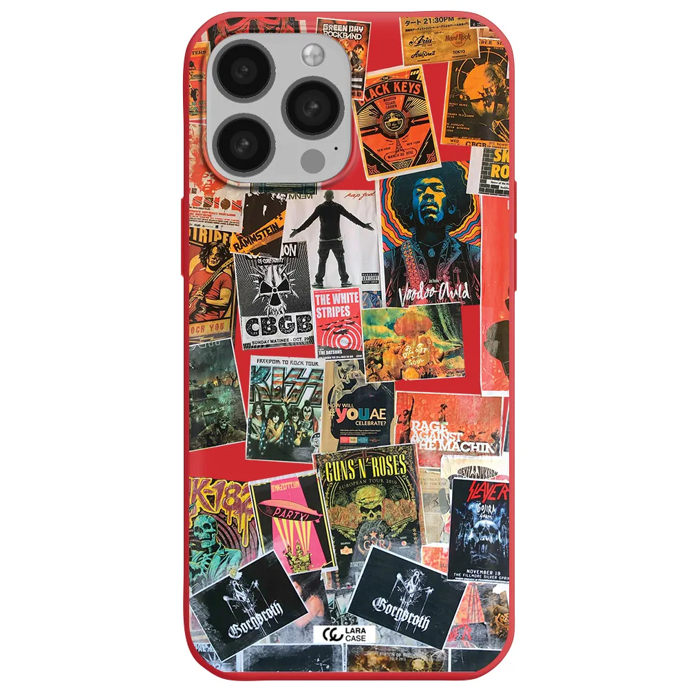 a collection of posters on a wall Apple iPhone 13 Pro Silicone Imperial Red Case