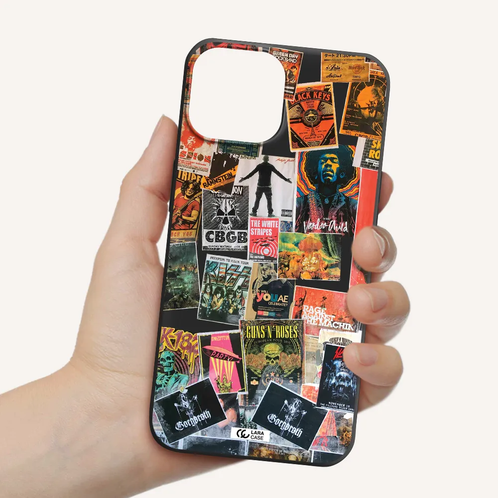 a collection of posters on a wall Apple iPhone 13 Silicone black Case
