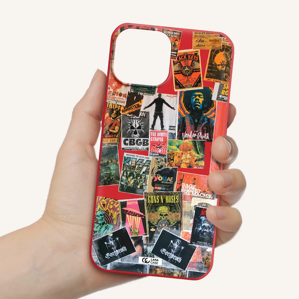a collection of posters on a wall Apple iPhone 13 Silicone Imperial Red Case