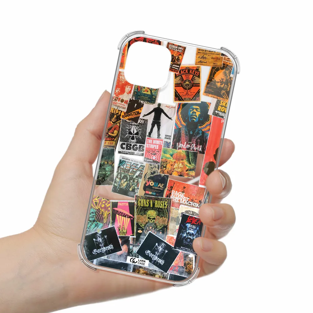 a collection of posters on a wall Apple iPhone 14 Clear PC Case