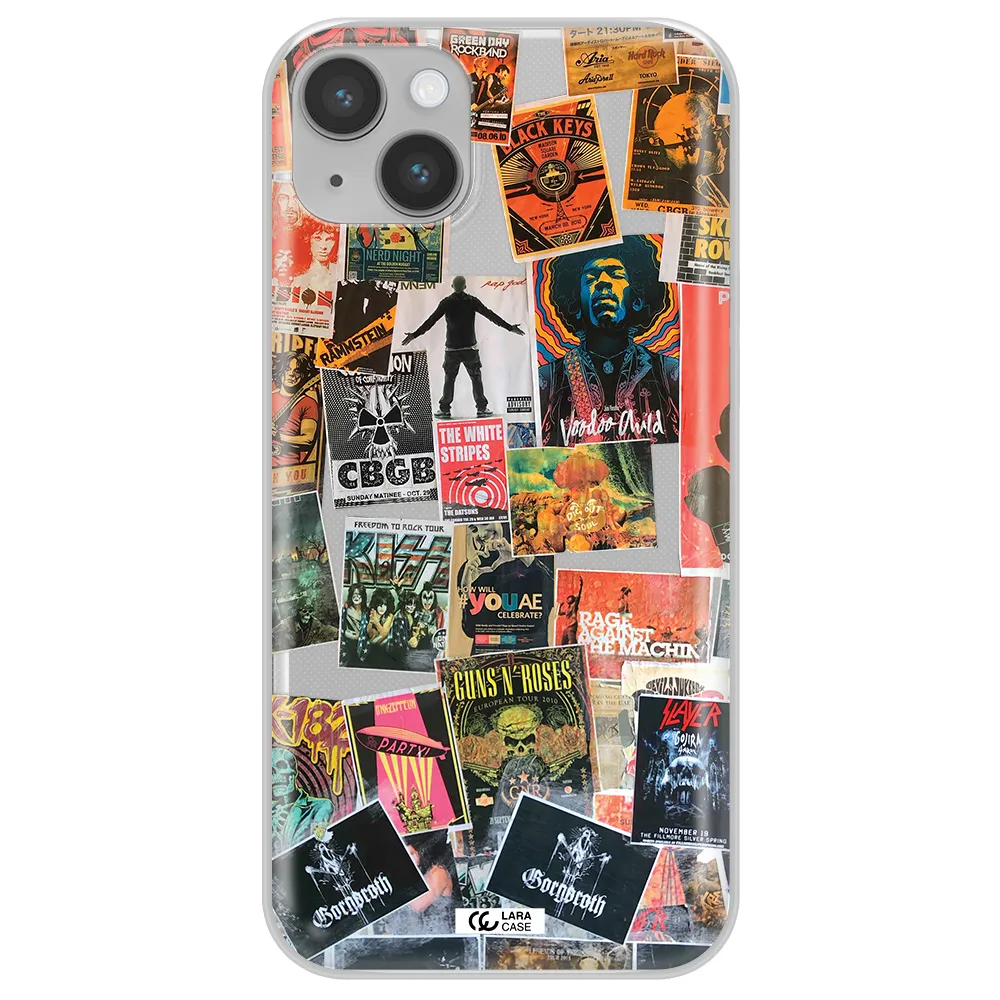 a collection of posters on a wall Apple iPhone 14 Clear TPU Case