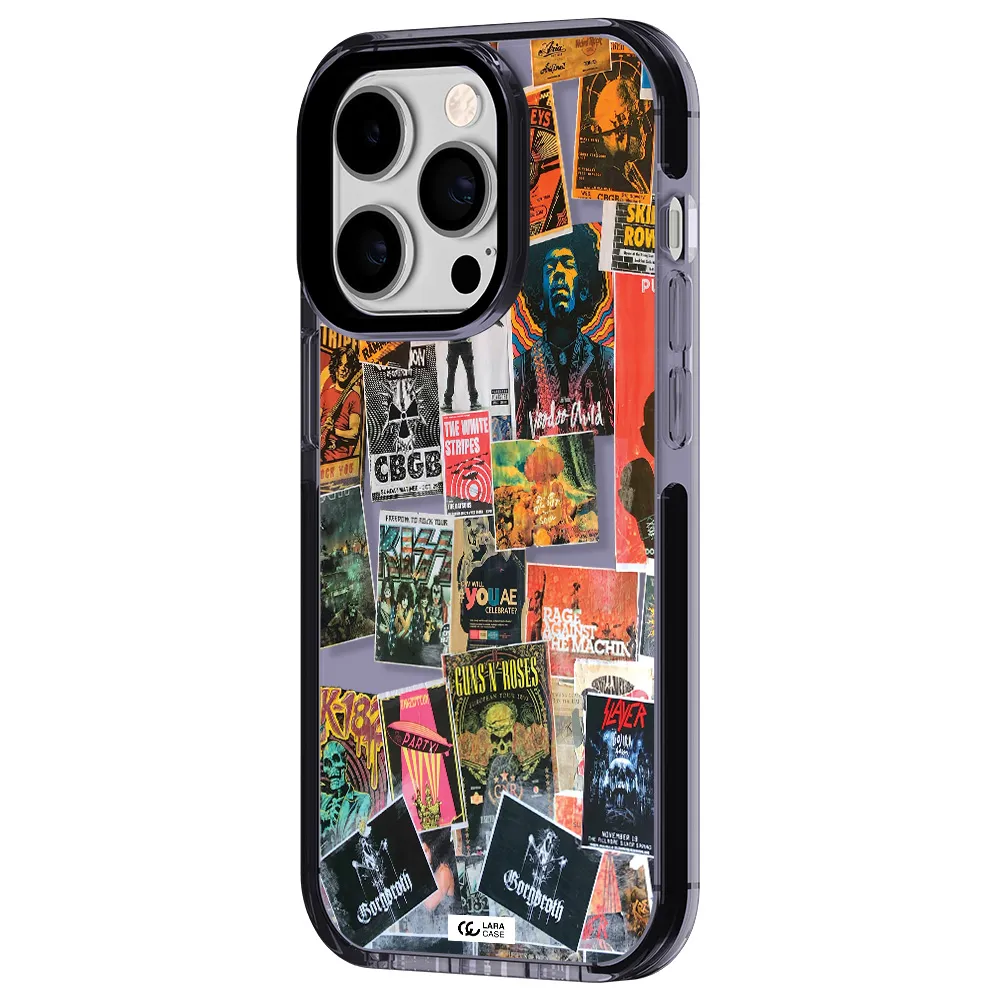 a collection of posters on a wall Apple iPhone 14 pro impact Lilac Case