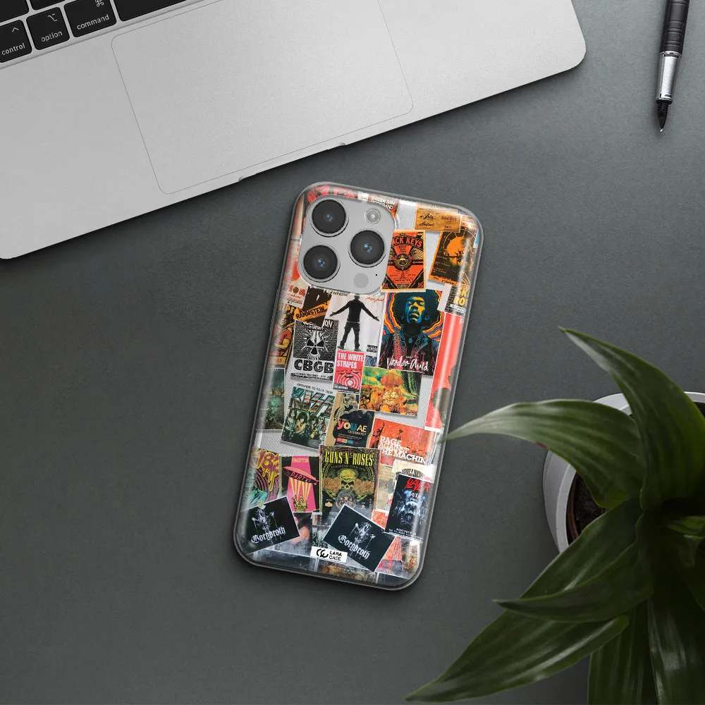 a collection of posters on a wall Apple iPhone 14 pro max Clear TPU Case