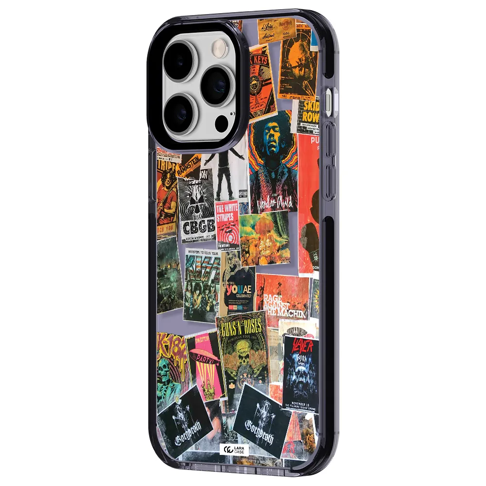 a collection of posters on a wall Apple iPhone 15 Pro Max impact Lilac Case