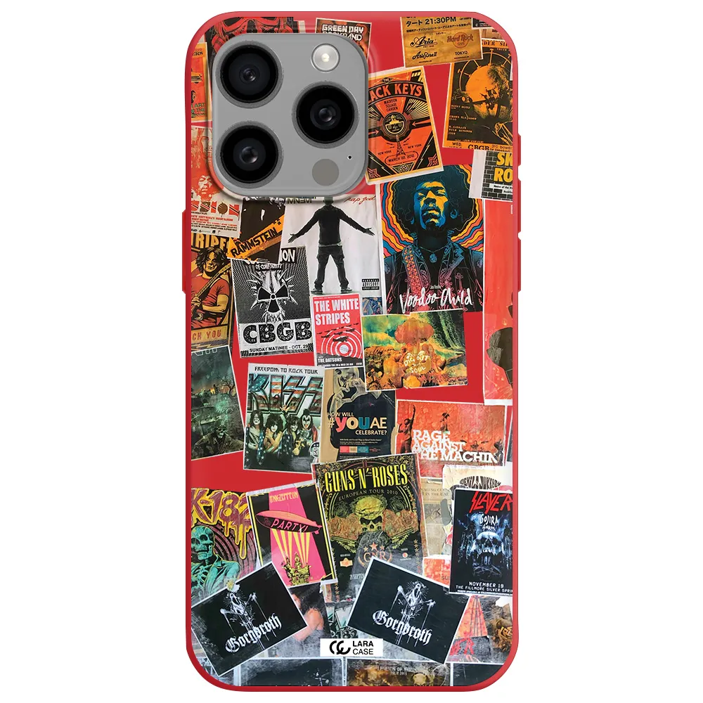 A Collection Of Posters On A Wall Apple Iphone 15 Pro Max Silicone Imperial Red Case