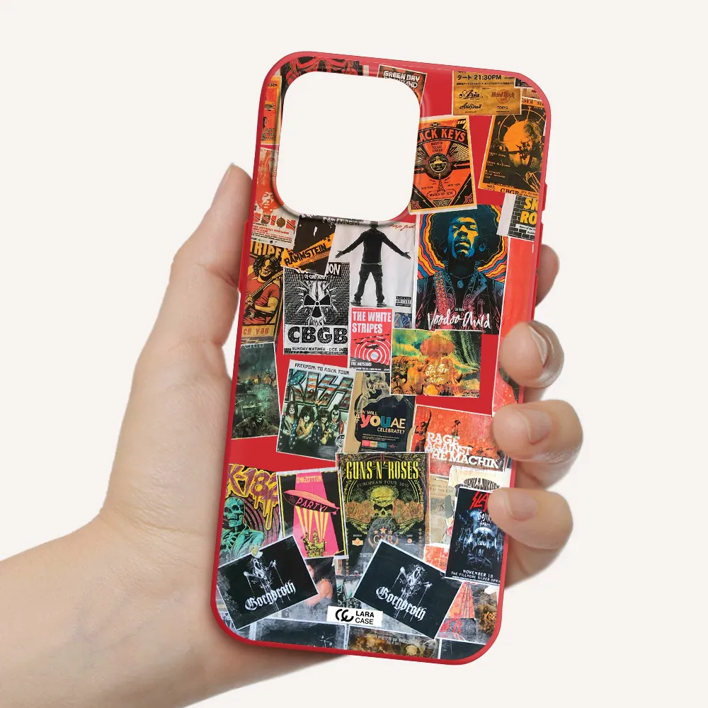 A Collection Of Posters On A Wall Apple Iphone 15 Pro Max Silicone Imperial Red Case