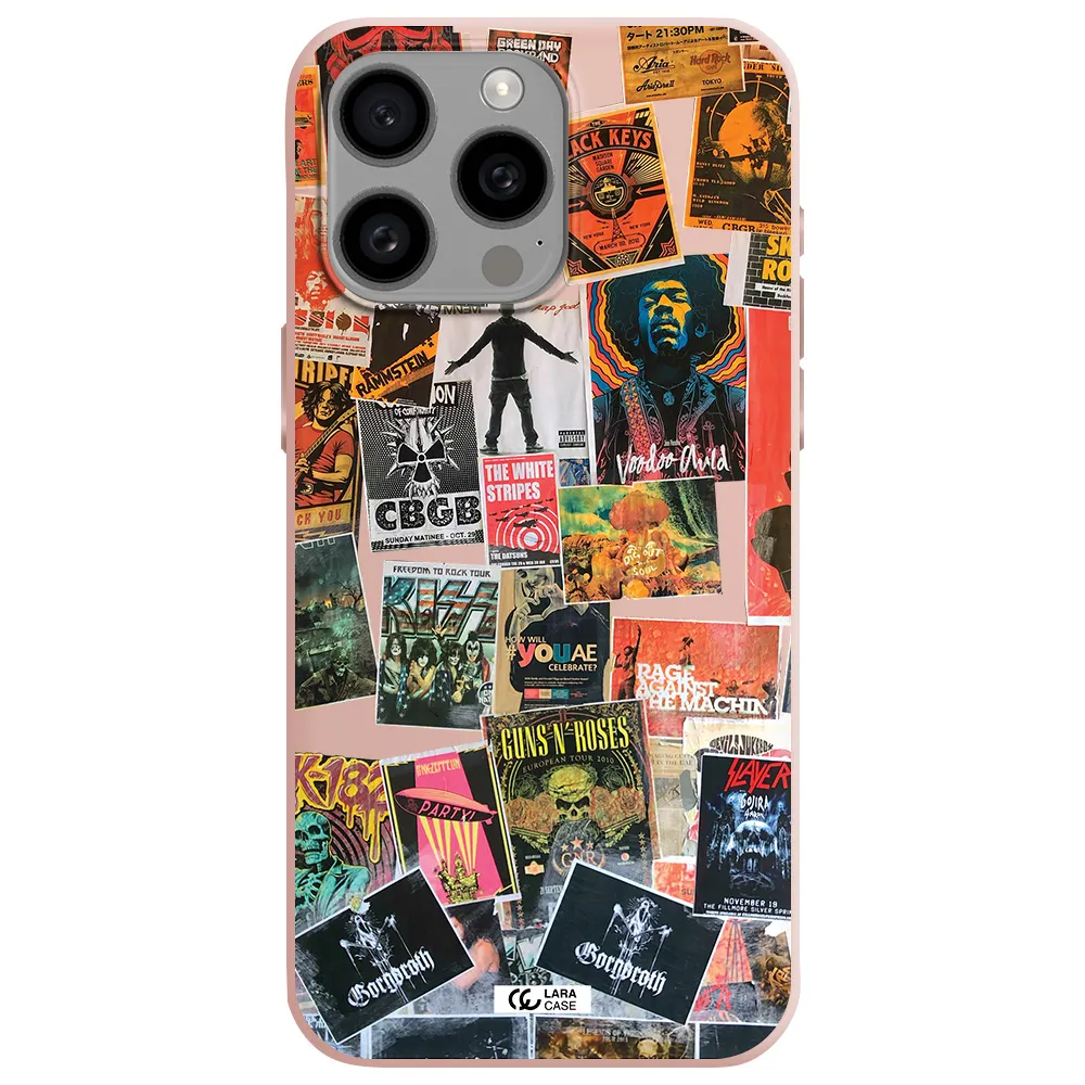 a collection of posters on a wall Apple Iphone 15 Pro max Silicone pastel pink Case