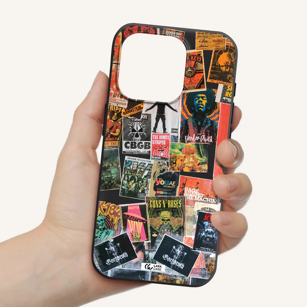 A Collection Of Posters On A Wall Apple Iphone 15 Pro Silicone Black Case