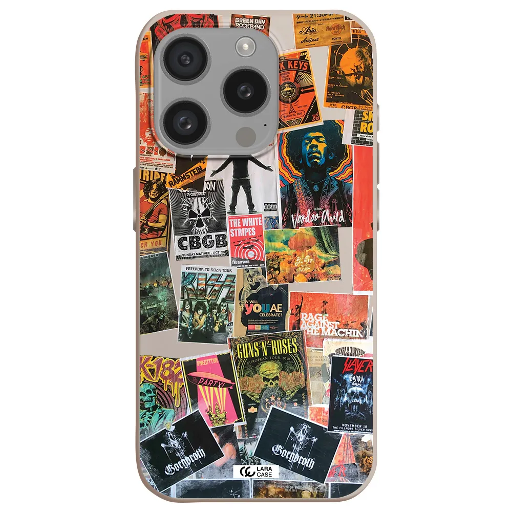 A Collection Of Posters On A Wall Apple Iphone 15 Pro Silicone Stone Case