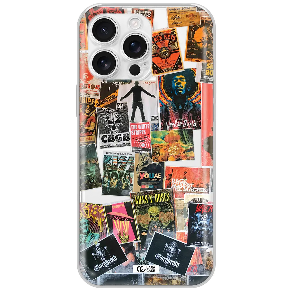 A Collection Of Posters On A Wall Apple Iphone 16 Pro Max Clear Tpu Case