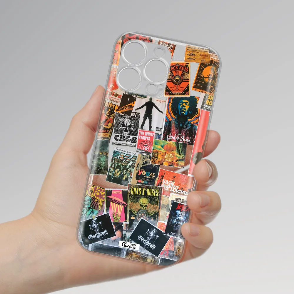 A Collection Of Posters On A Wall Apple Iphone 16 Pro Max Clear Tpu Case