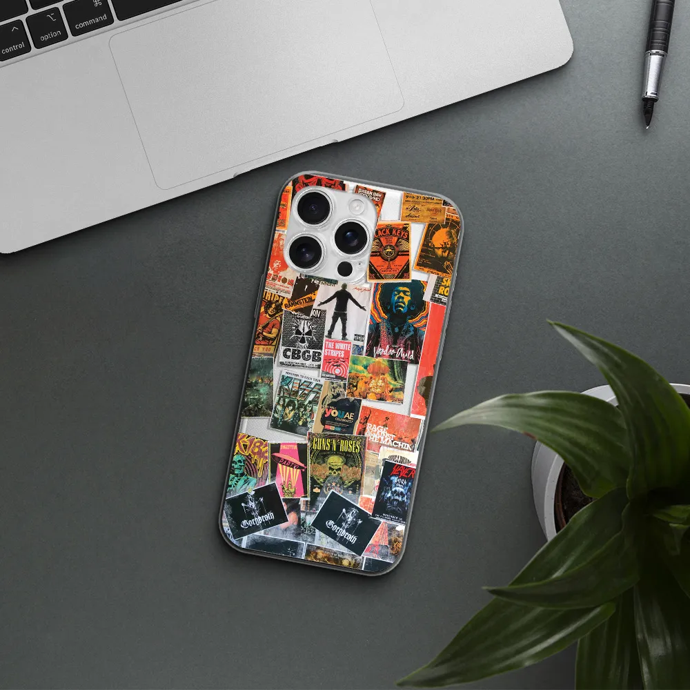 A Collection Of Posters On A Wall Apple Iphone 16 Pro Max Clear Tpu Case