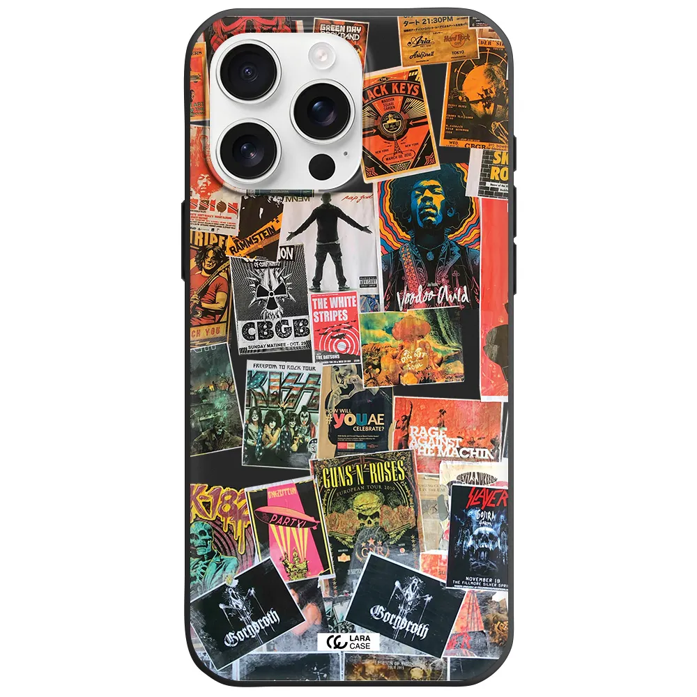 A Collection Of Posters On A Wall Apple Iphone 16 Pro Max Silicone Black Case