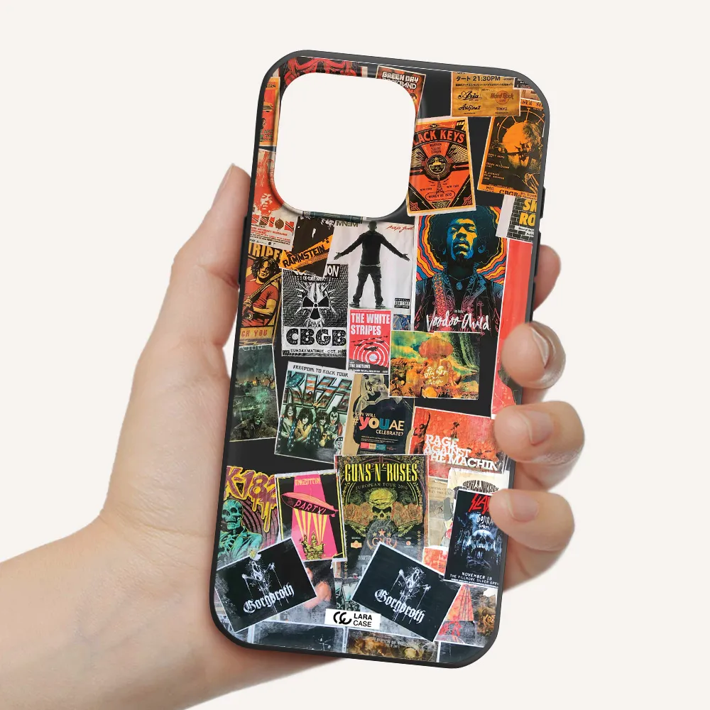A Collection Of Posters On A Wall Apple Iphone 16 Pro Max Silicone Black Case