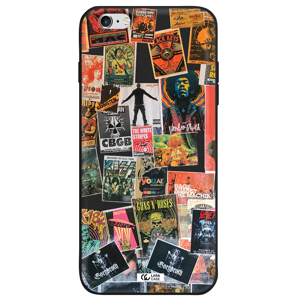 a collection of posters on a wall Apple iPhone 6 plus Silicone black Case