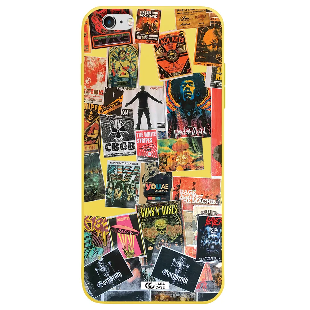 a collection of posters on a wall Apple iPhone 6 plus Silicone canary yellow Case