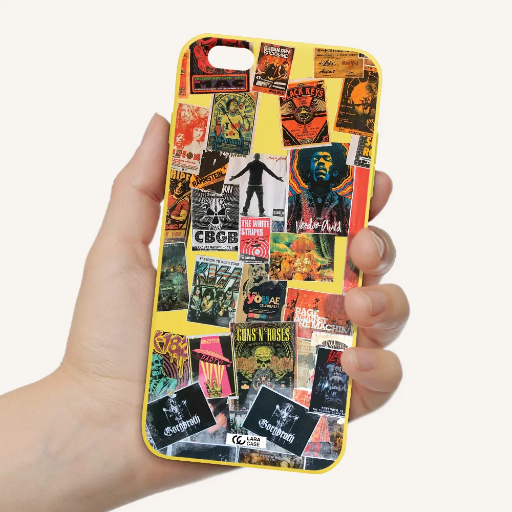 a collection of posters on a wall Apple iPhone 6 plus Silicone canary yellow Case