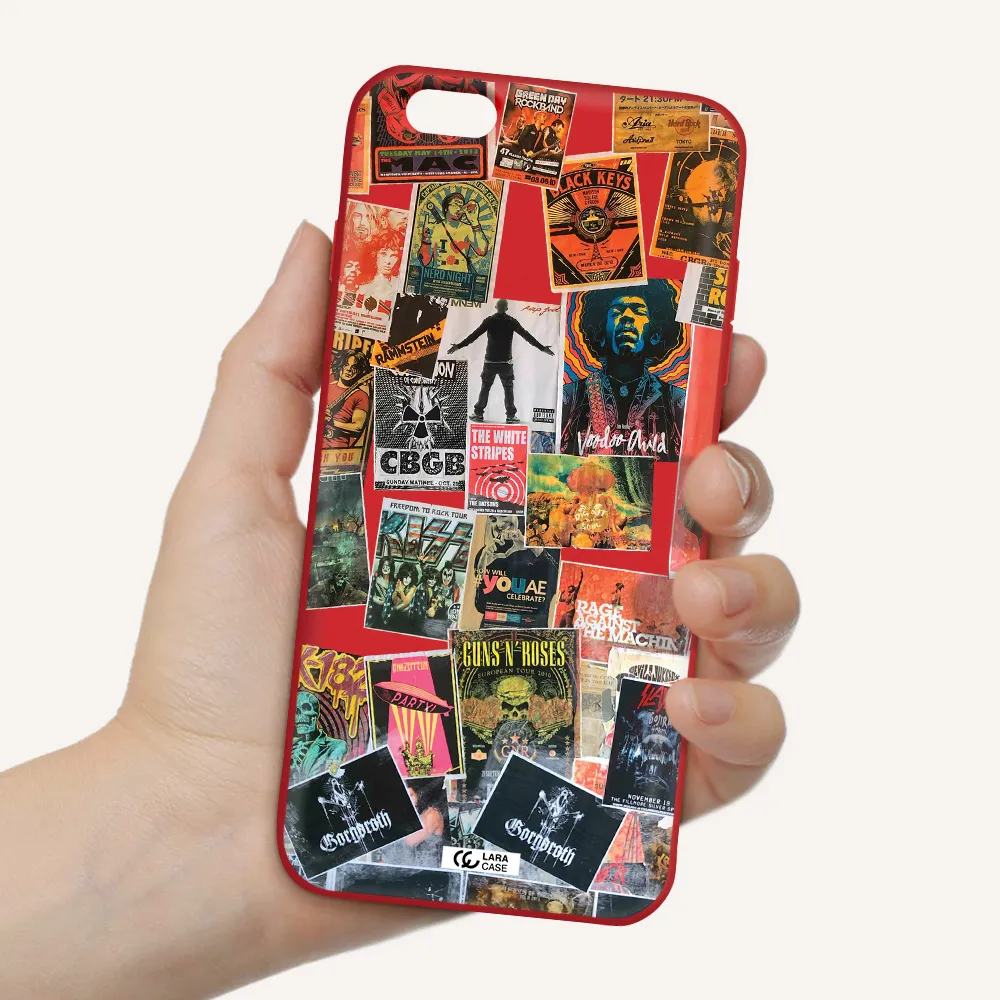 a collection of posters on a wall Apple iPhone 6 plus Silicone Imperial Red Case
