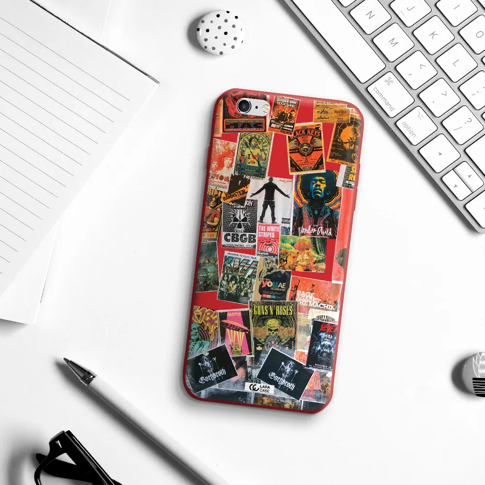 a collection of posters on a wall Apple iPhone 6 plus Silicone Imperial Red Case