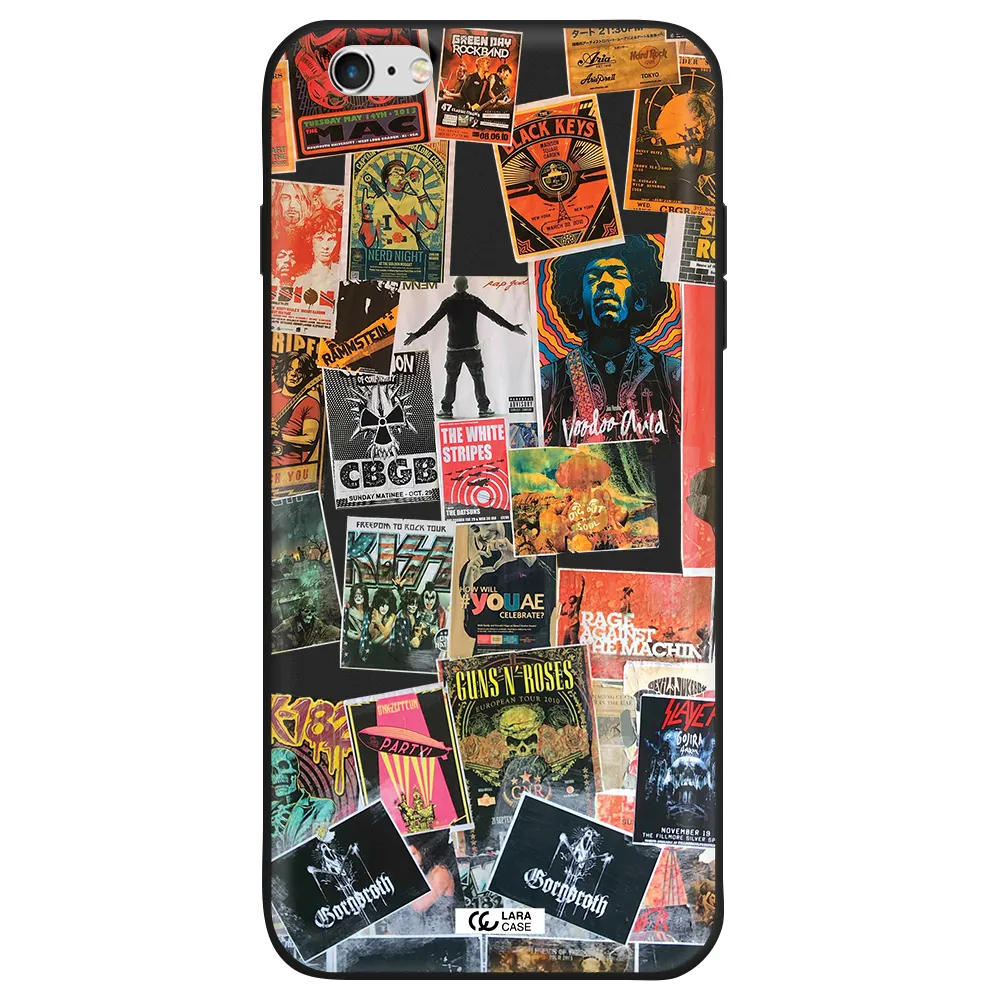 a collection of posters on a wall Apple iPhone 6 s plus Silicone black Case
