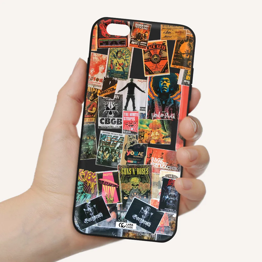a collection of posters on a wall Apple iPhone 6 s plus Silicone black Case