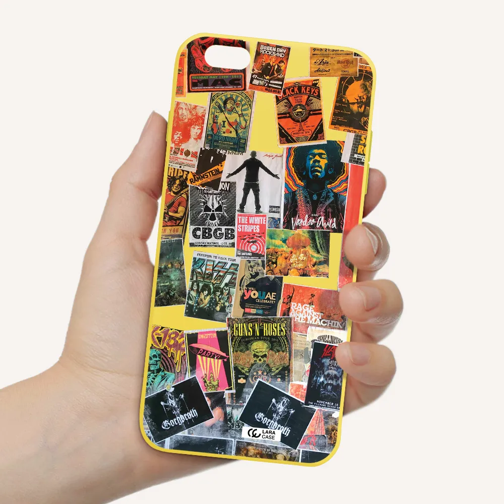 a collection of posters on a wall Apple iPhone 6 s plus Silicone canary yellow Case