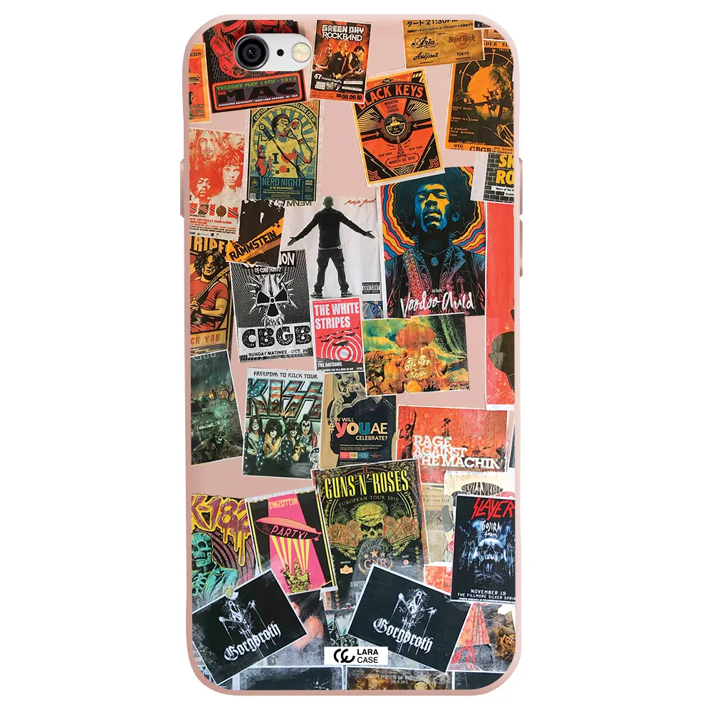 a collection of posters on a wall Apple iPhone 6 Silicone pastel pink Case