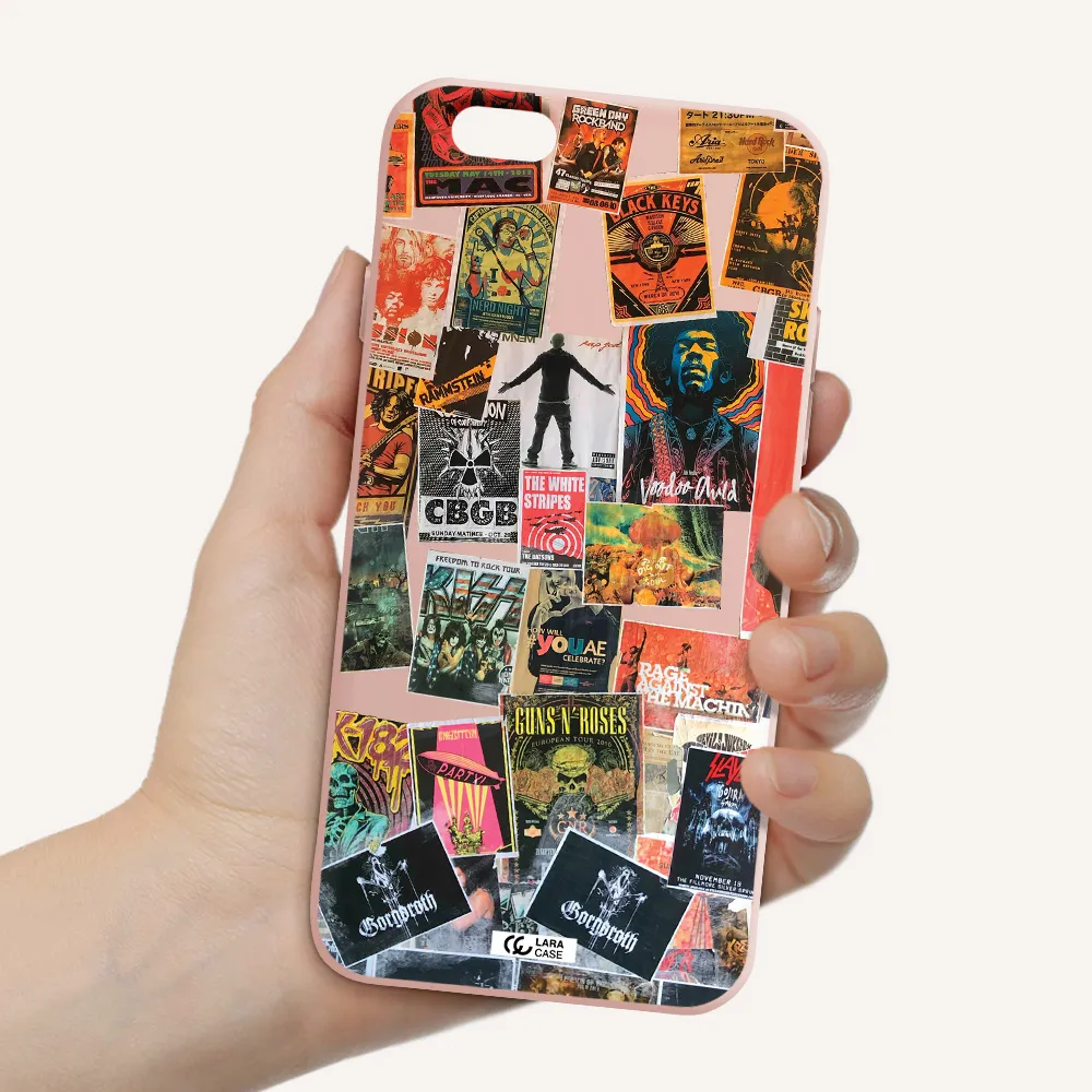 a collection of posters on a wall Apple iPhone 6 Silicone pastel pink Case