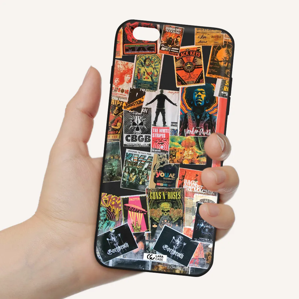 a collection of posters on a wall Apple iPhone 6S Silicone black Case