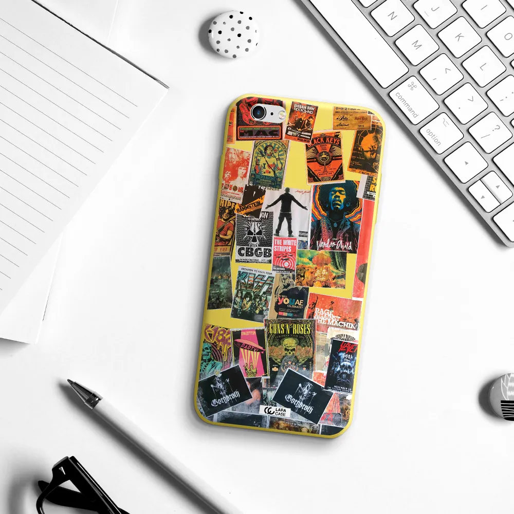 a collection of posters on a wall Apple iPhone 6S Silicone canary yellow Case