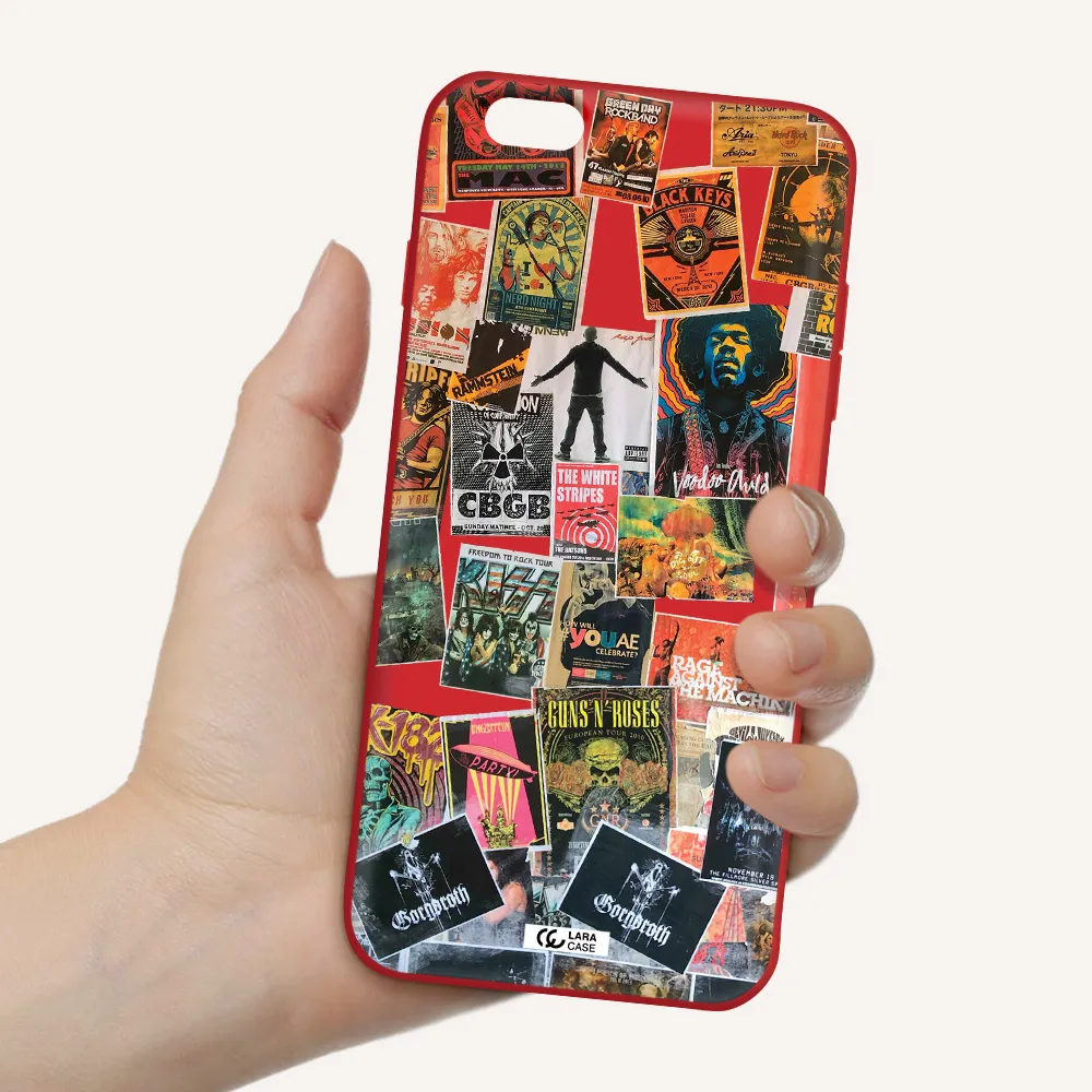 a collection of posters on a wall Apple iPhone 6S Silicone Imperial Red Case