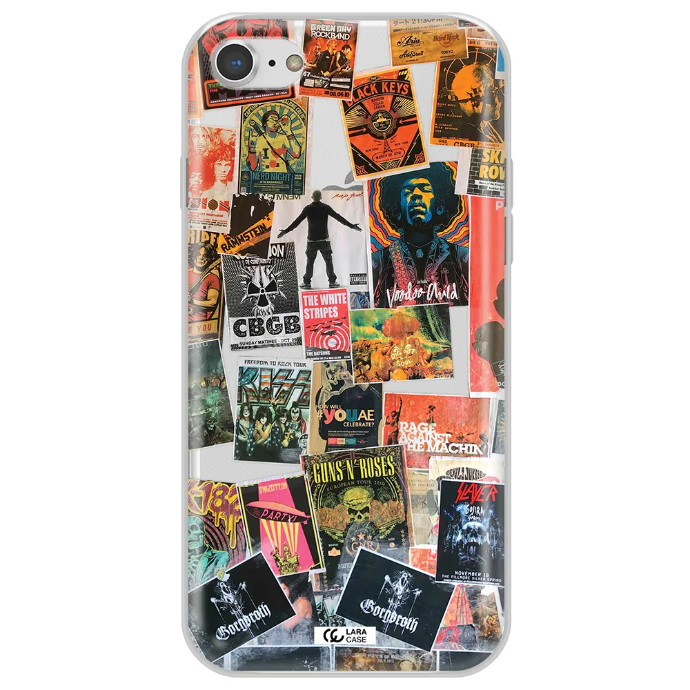 a collection of posters on a wall Apple iPhone 7 Clear TPU Case