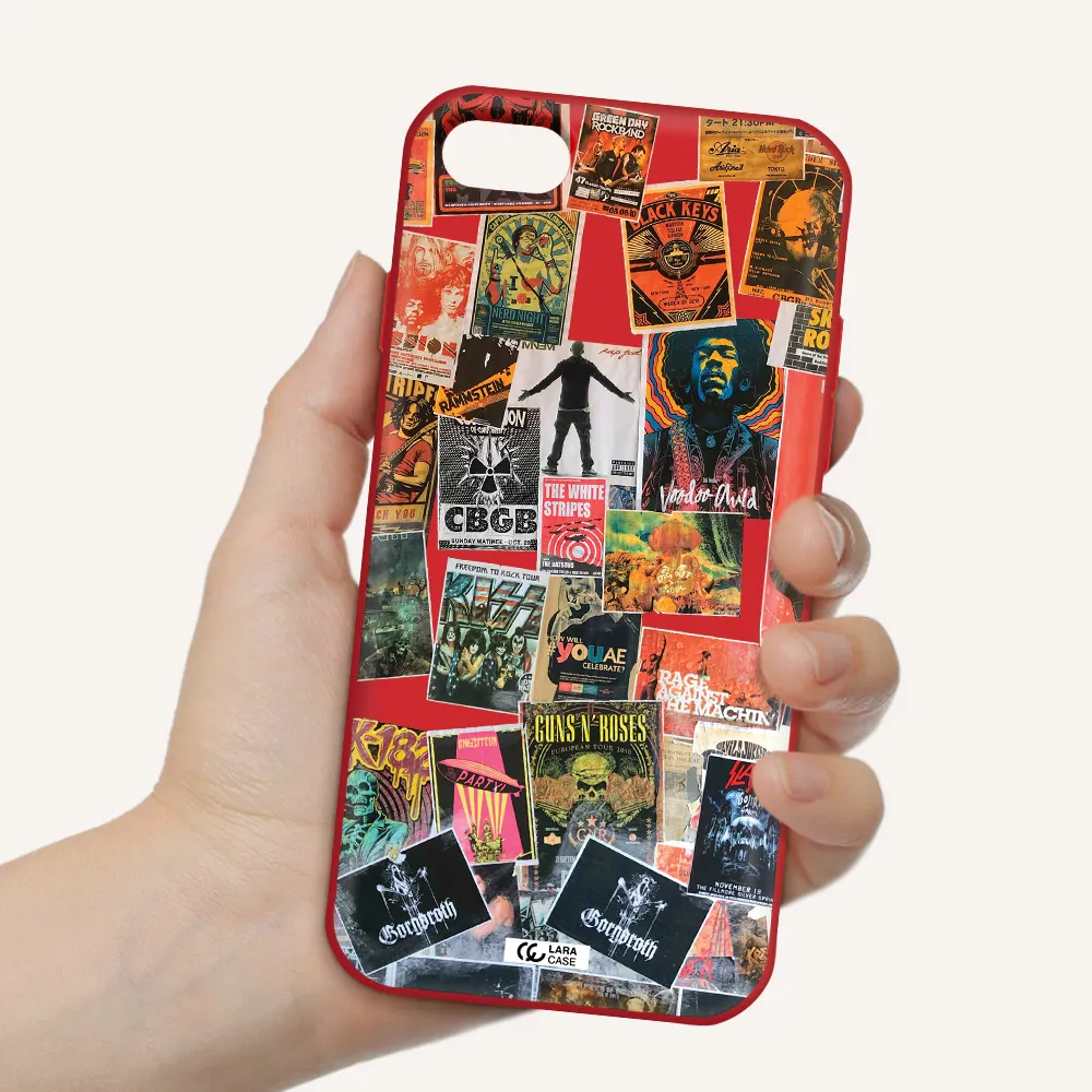 a collection of posters on a wall Apple iPhone 7 Silicone Imperial Red Case