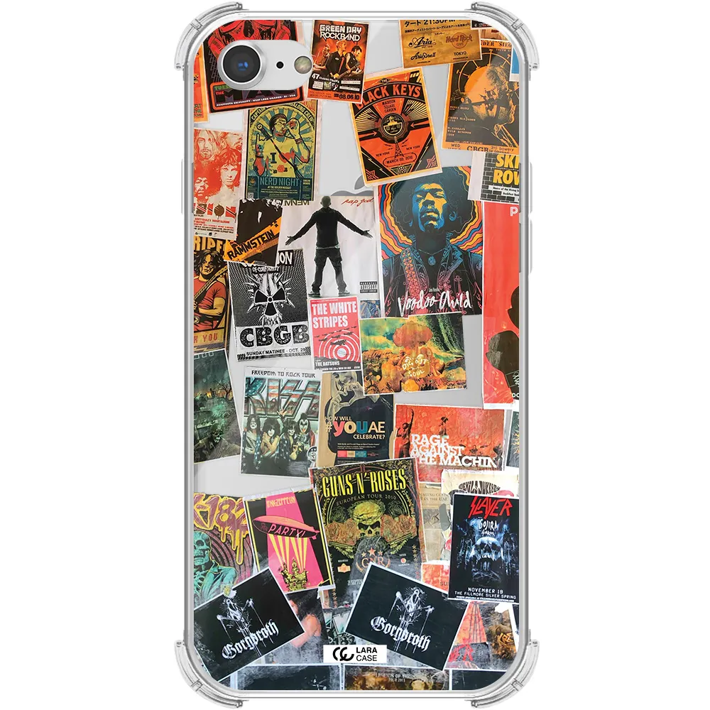 a collection of posters on a wall Apple iPhone 8 Clear PC Case