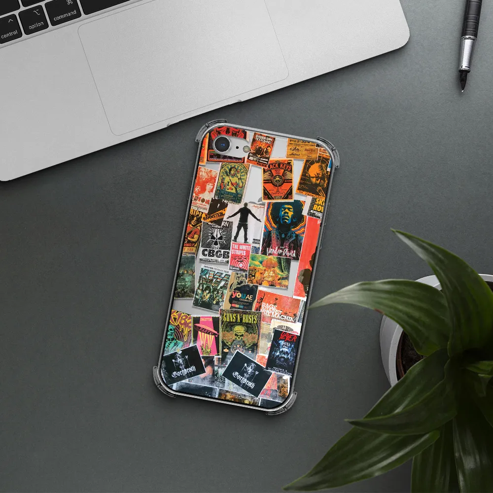 a collection of posters on a wall Apple iPhone 8 Clear PC Case