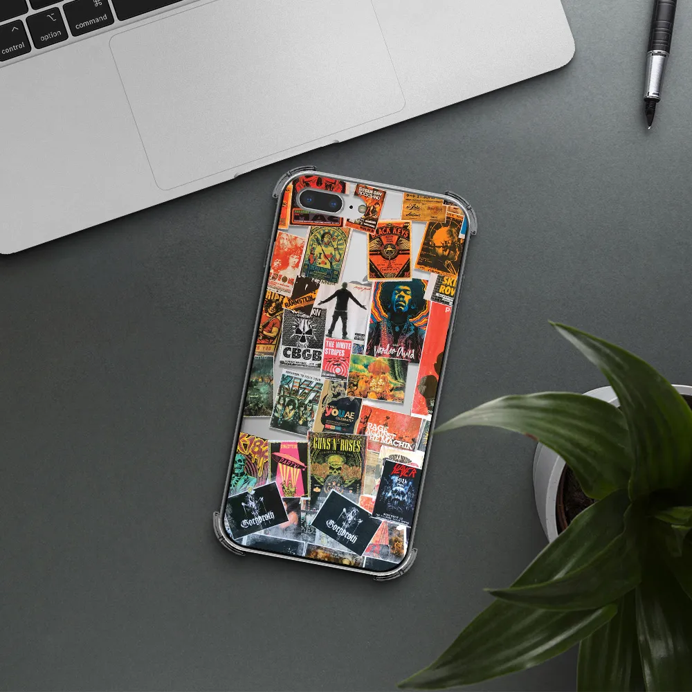 a collection of posters on a wall Apple iPhone 8 plus Clear PC Case