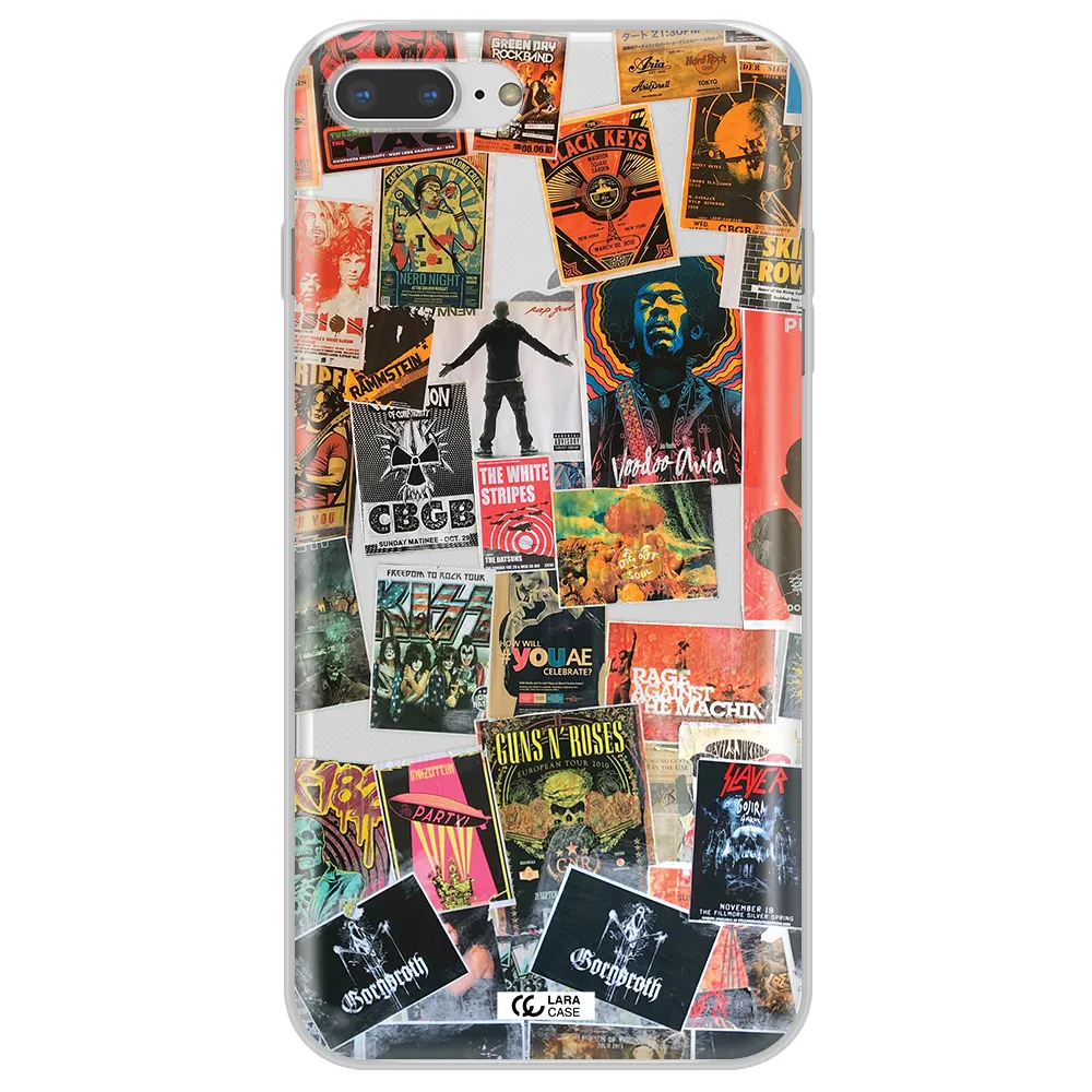 a collection of posters on a wall Apple iPhone 8 plus Clear TPU Case