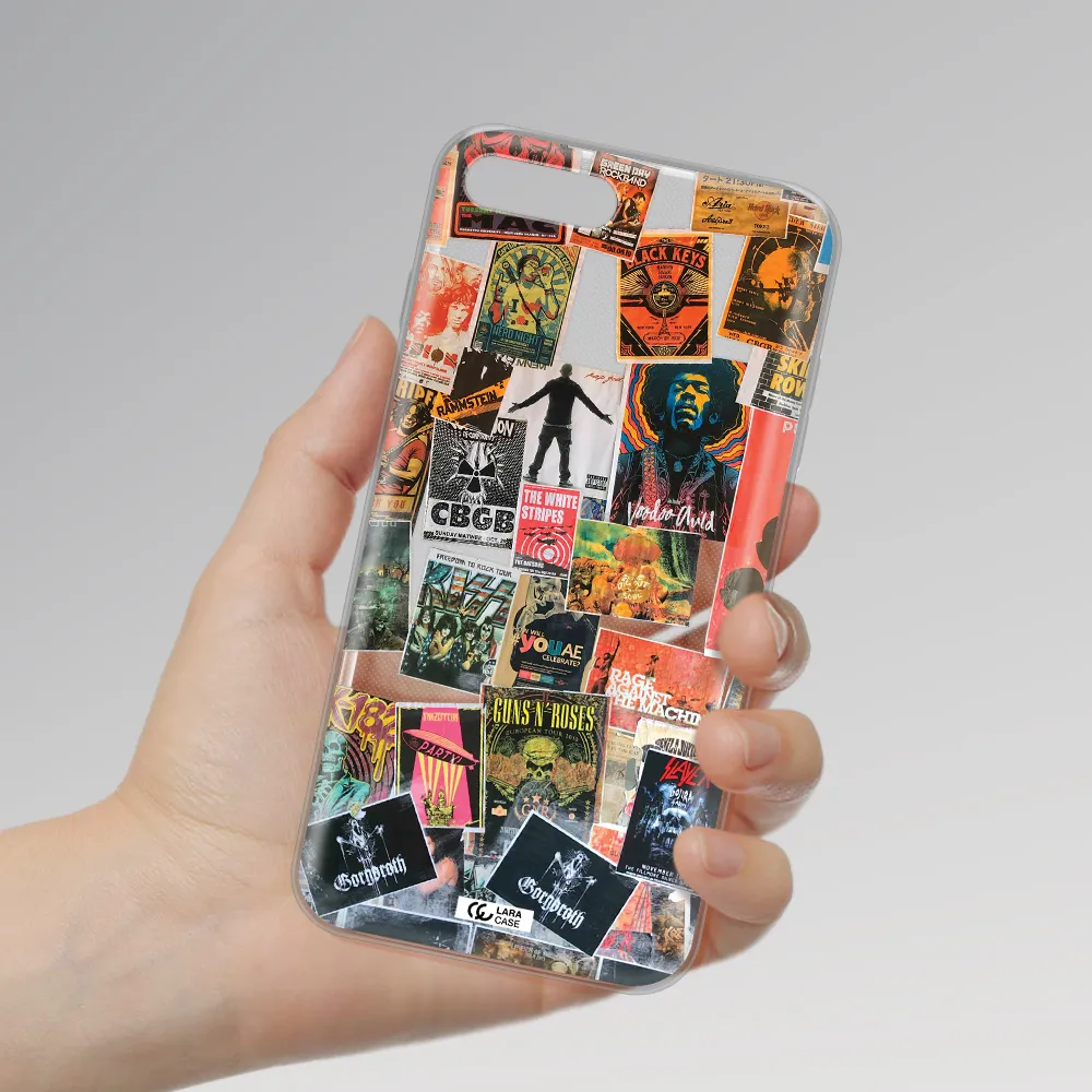 a collection of posters on a wall Apple iPhone 8 plus Clear TPU Case