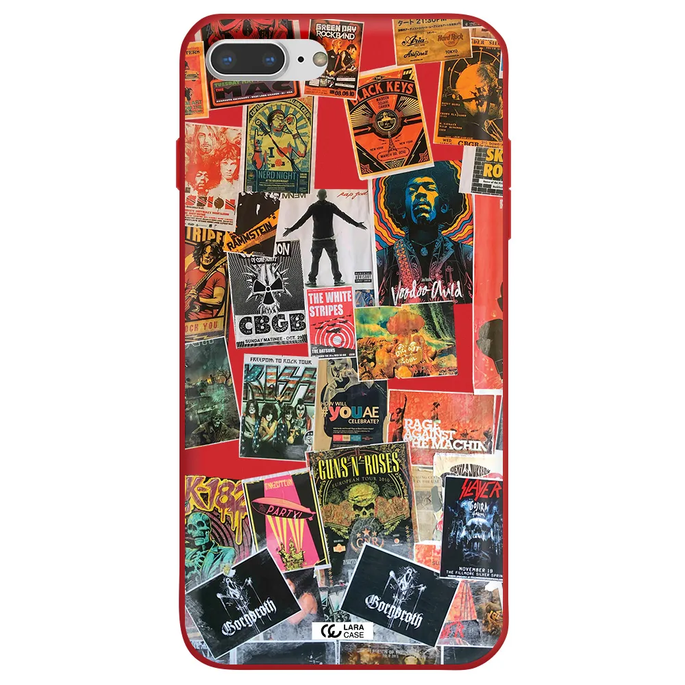 a collection of posters on a wall Apple iPhone 8 plus Silicone Imperial Red Case