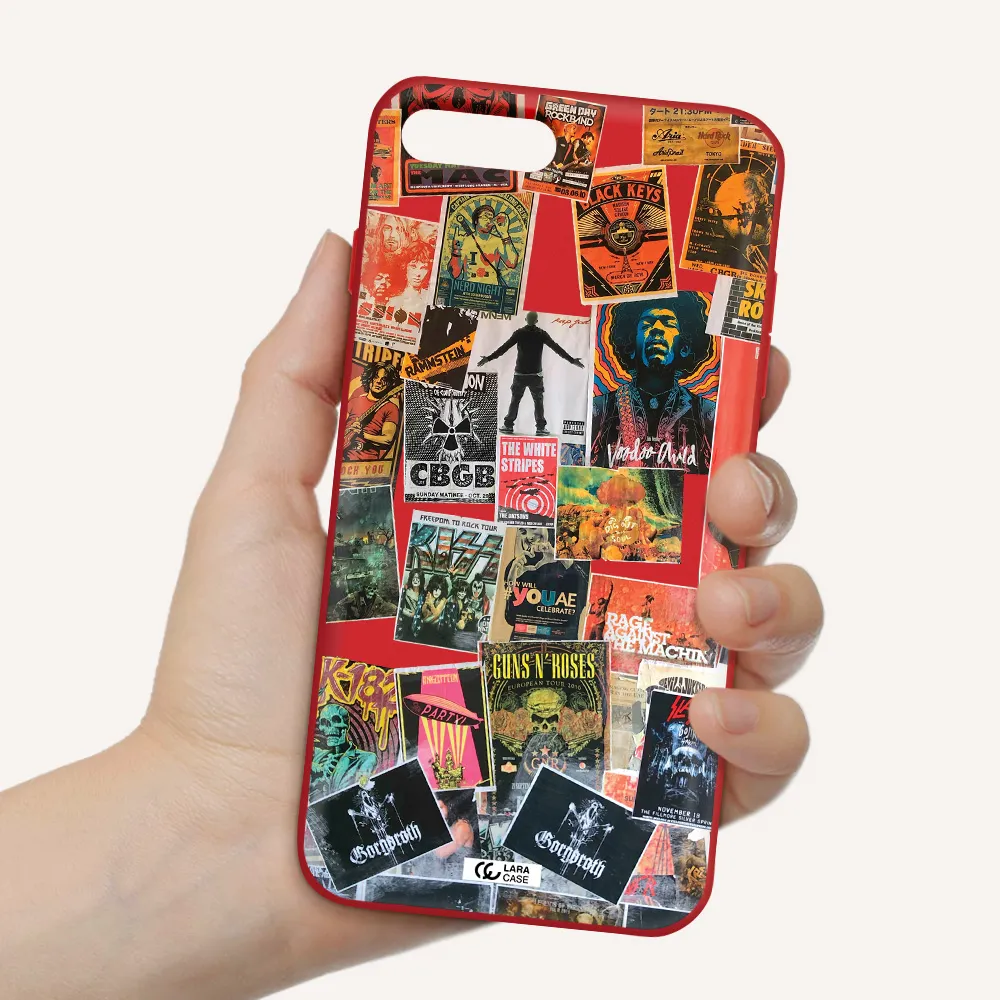 a collection of posters on a wall Apple iPhone 8 plus Silicone Imperial Red Case