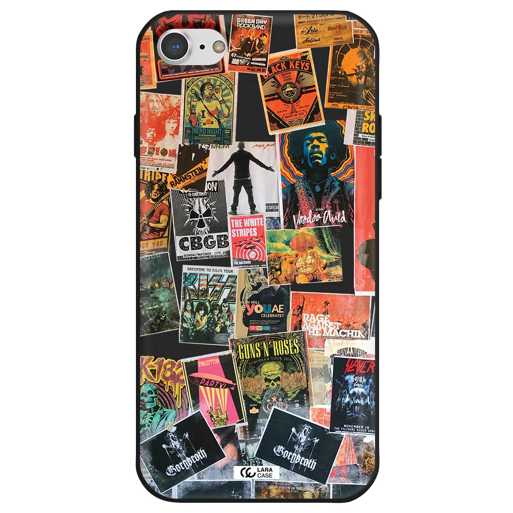 a collection of posters on a wall Apple iPhone 8 Silicone black Case