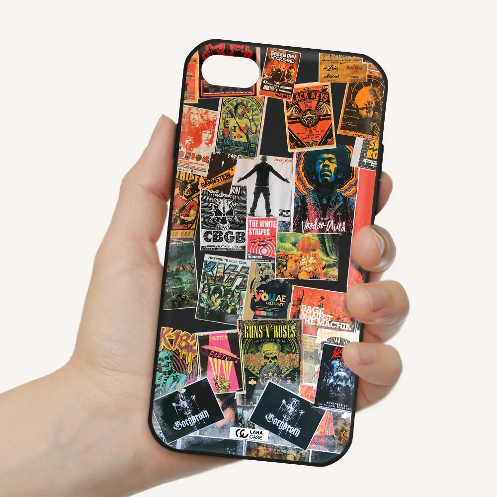 a collection of posters on a wall Apple iPhone 8 Silicone black Case