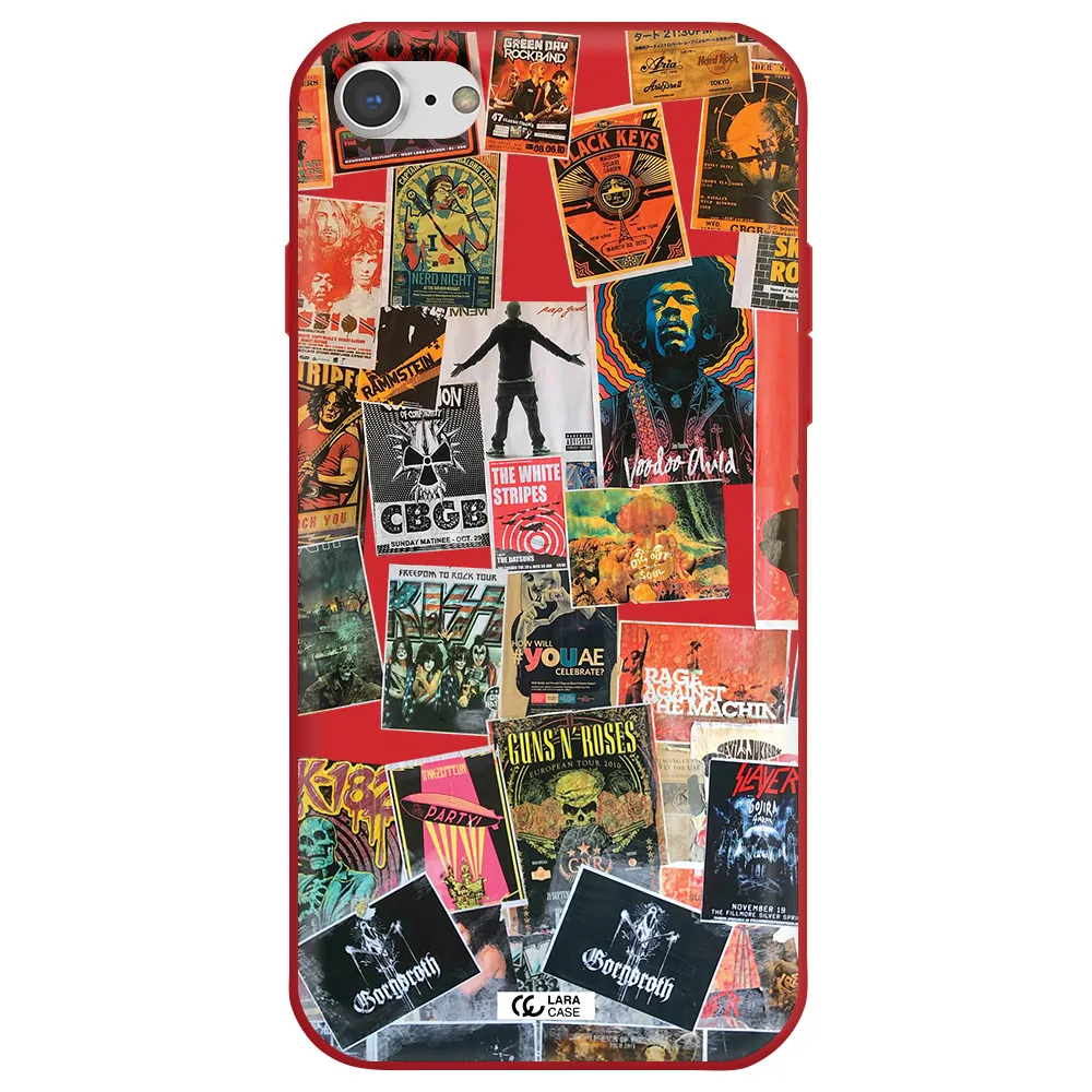 a collection of posters on a wall Apple iPhone 8 Silicone Imperial Red Case