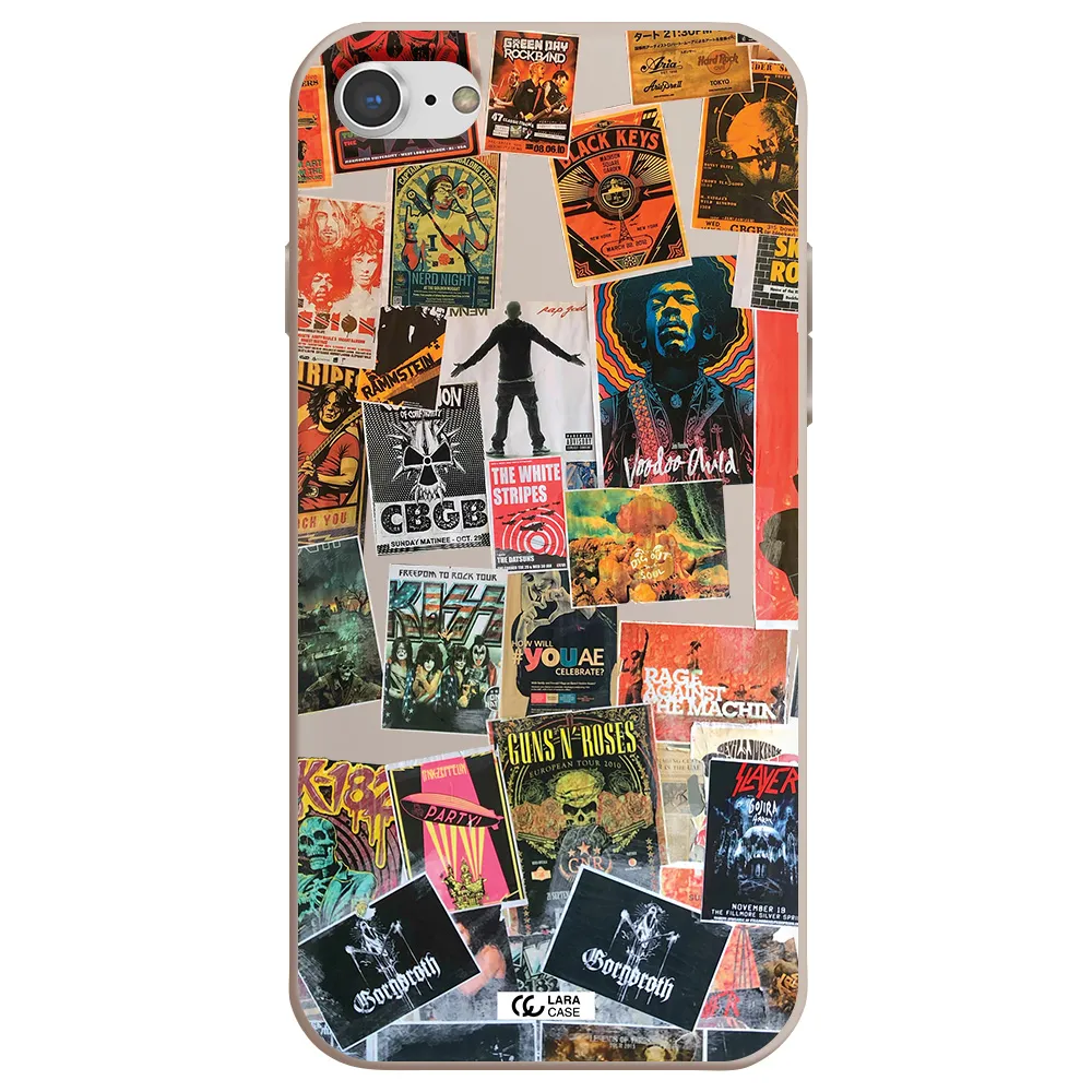 a collection of posters on a wall Apple iPhone 8 Silicone Stone Case