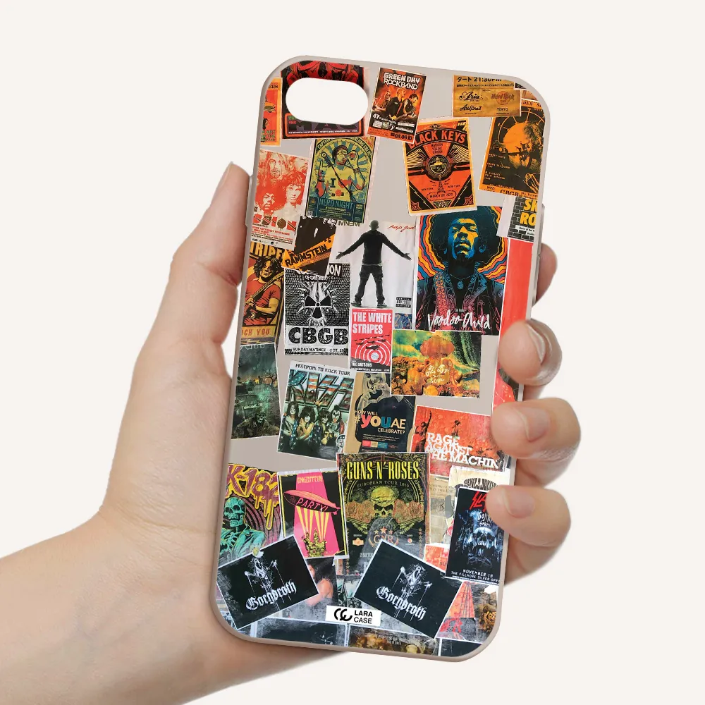 a collection of posters on a wall Apple iPhone 8 Silicone Stone Case