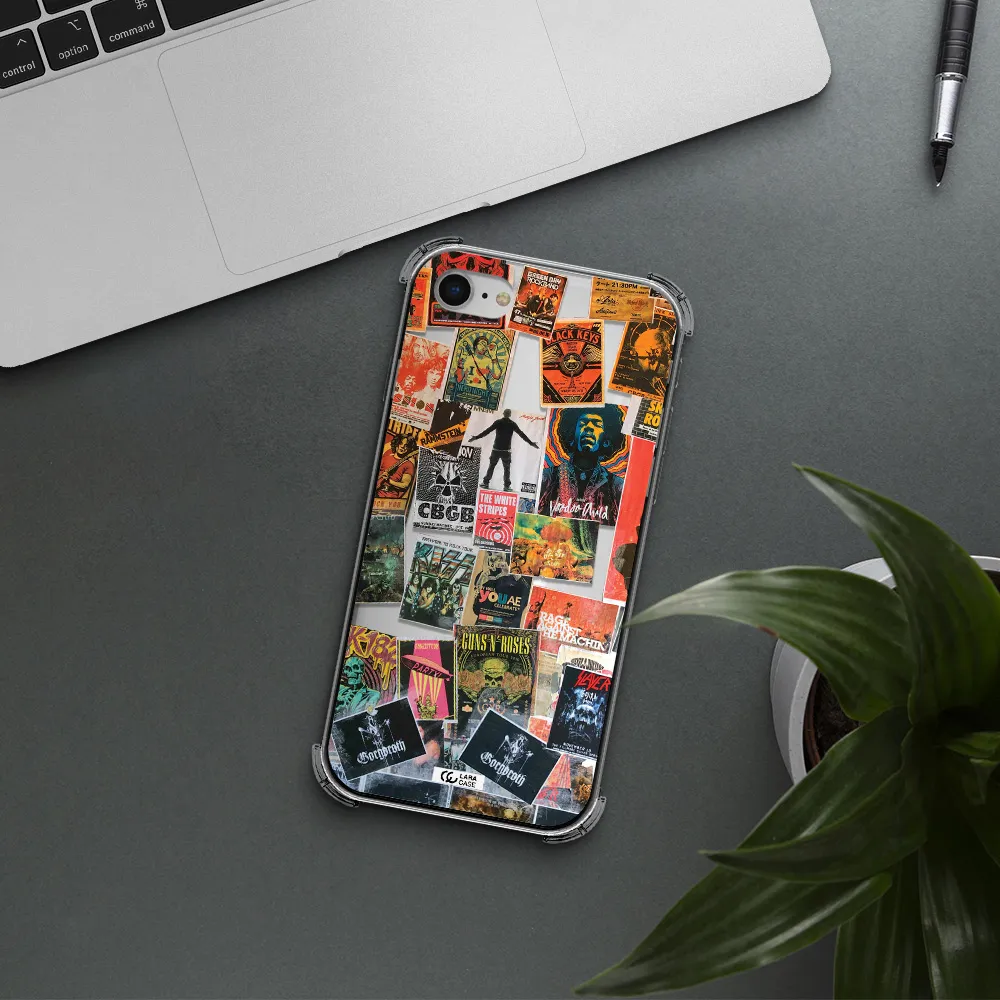 a collection of posters on a wall Apple iPhone se 2020 Clear PC Case