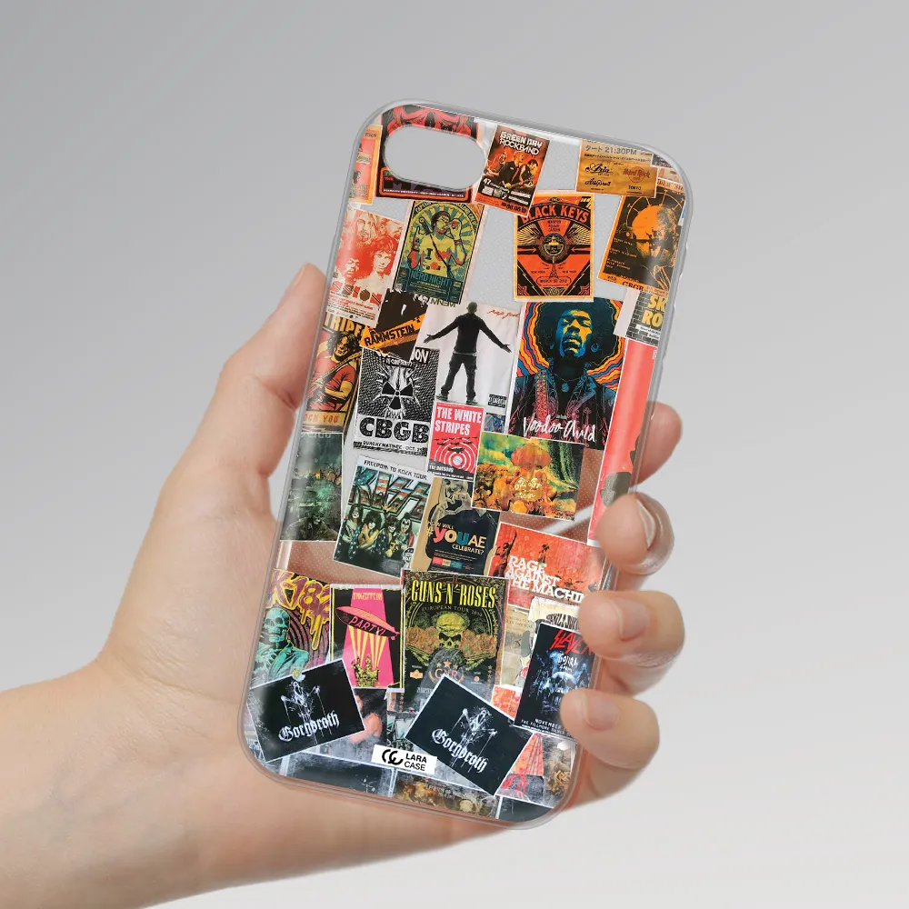 A Collection Of Posters On A Wall Apple Iphone Se 2020 Clear Tpu Case