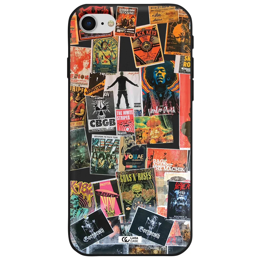 a collection of posters on a wall Apple iPhone se 2020 Silicone black Case