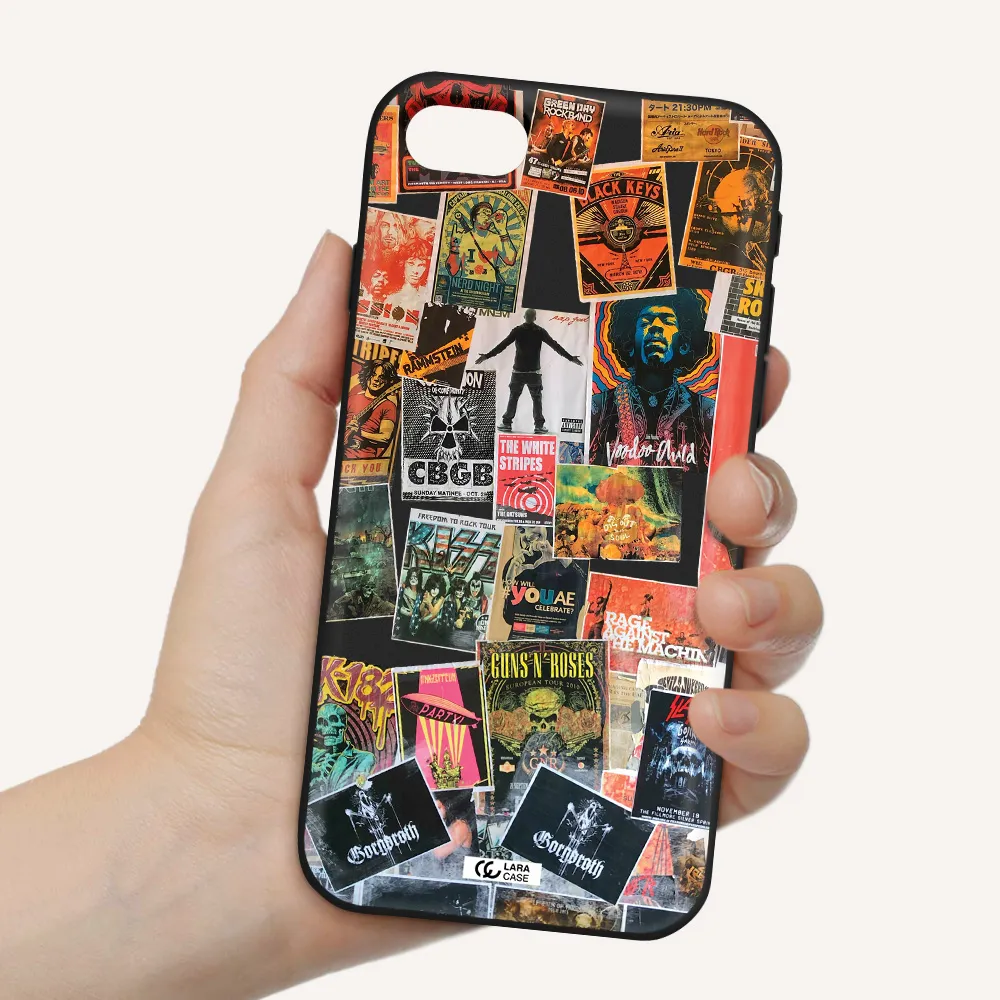 a collection of posters on a wall Apple iPhone se 2020 Silicone black Case